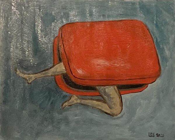 紅箱子 red suitcase/33x40cm