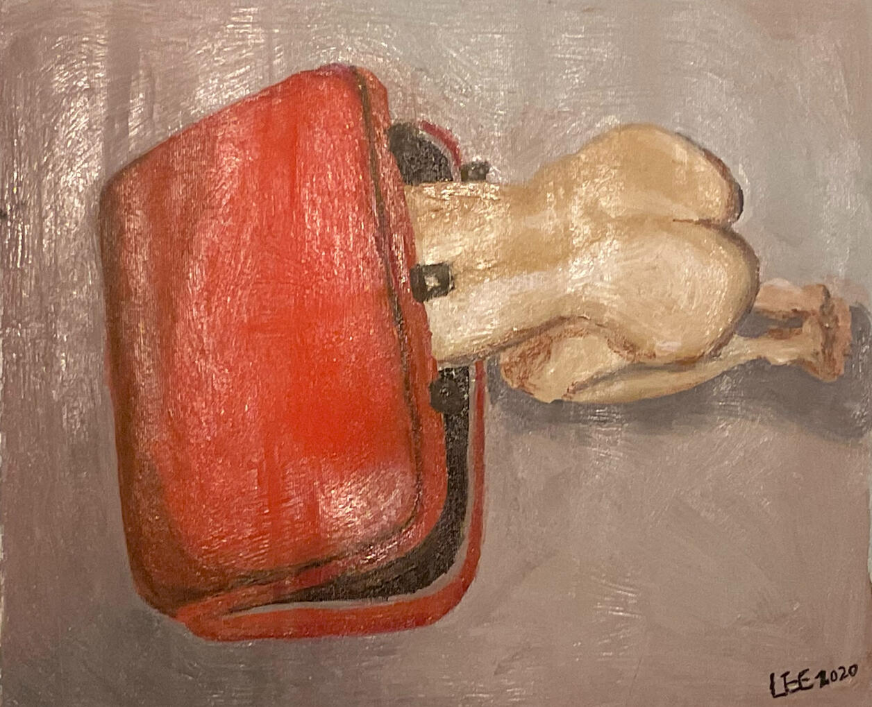 紅箱子-致敬任航 red suitcase -in homage to Ren hang/38x45cm